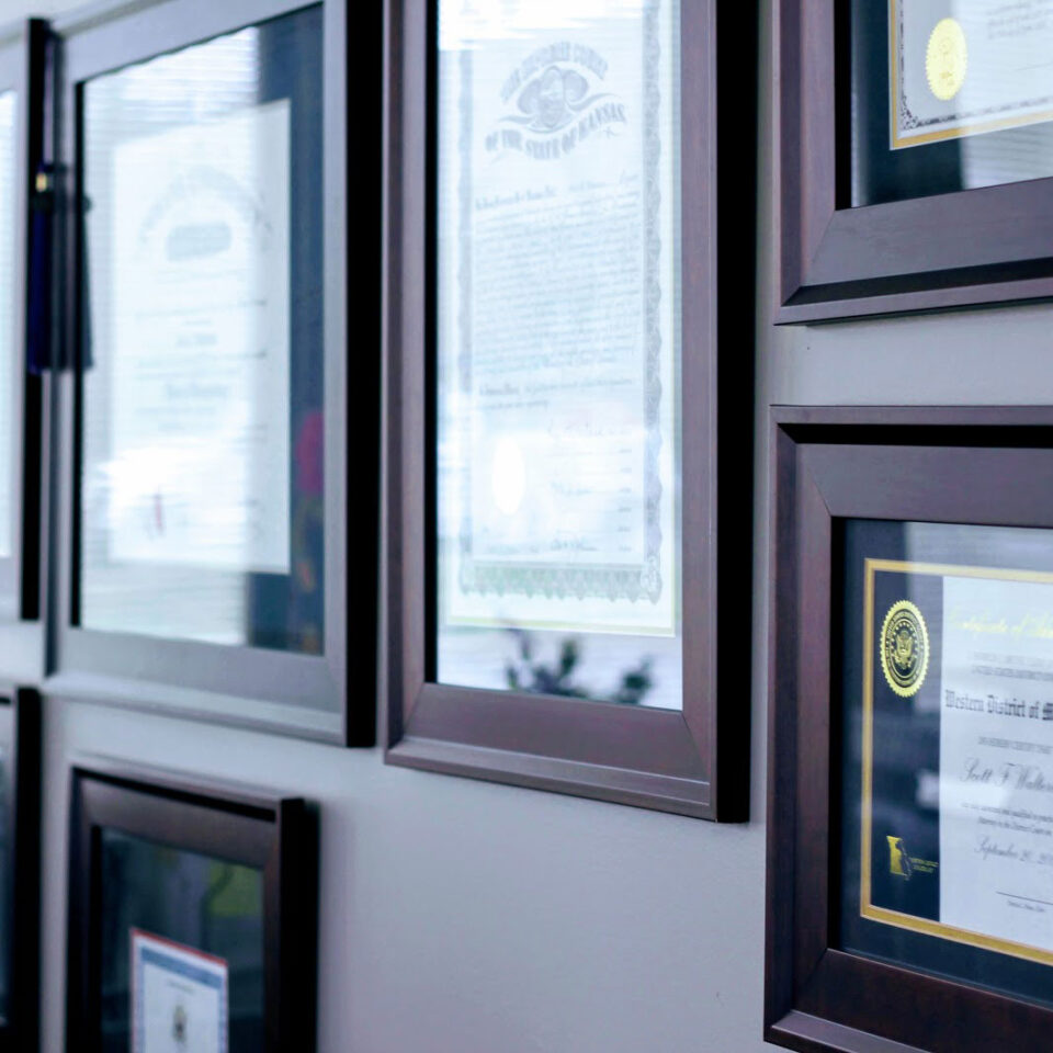 wall of certificates